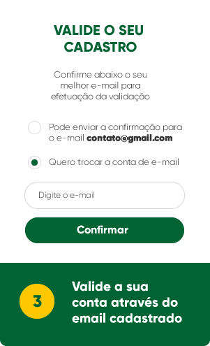 Valide a sua conta através do email cadastrado